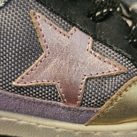 Golden Goose HTF Glitter Gold Lavender and Black Sneakers Size 8 - Picture 4 of 15